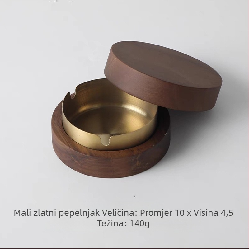 Pepeljara od orašćevog drveta s poklopcem – Masivno drvo, Ispis logotipa, Mogućnost prilagodbe, Minimalistički stil