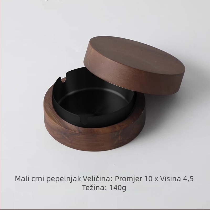 Pepeljara od orašćevog drveta s poklopcem – Masivno drvo, Ispis logotipa, Mogućnost prilagodbe, Minimalistički stil
