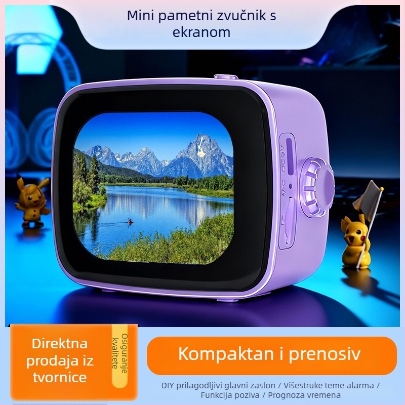 Pametni Bluetooth zvučnik sa zaslonom, sinhronizacija tekstova, prenosni budilnik, TF kartica, višestruka jezična podrška