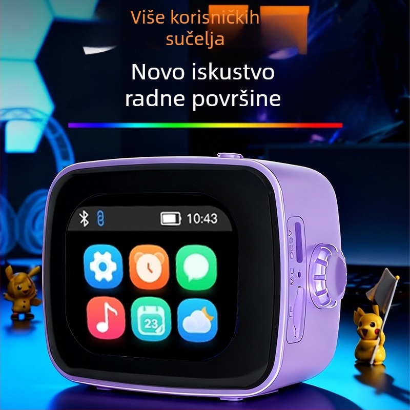 Pametni Bluetooth zvučnik sa zaslonom, sinhronizacija tekstova, prenosni budilnik, TF kartica, višestruka jezična podrška