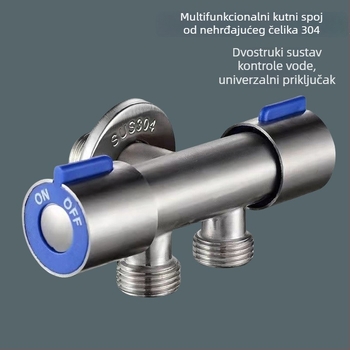Kutni ventil 1-in-2-out, dvostruka kontrola, 3-cestni miješalica, 304 nehrđajući čelik, unutarnji promjer 20 mm, ugrađeni tip