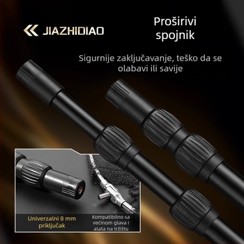 Set štapova za mrežu za lov s glavom mreže, od nehrđajućeg čelika, teleskopska šipka, promjer oka mreže 40 cm, usko mrežno