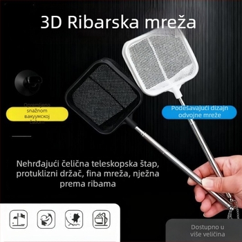 3D mreža s finim otvorom za tropske dekorativne ribe, ručna mreža za akvarijske ribe, promjer 8 cm, dubina 6 cm, sklopiva