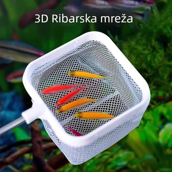 3D mreža s finim otvorom za tropske dekorativne ribe, ručna mreža za akvarijske ribe, promjer 8 cm, dubina 6 cm, sklopiva