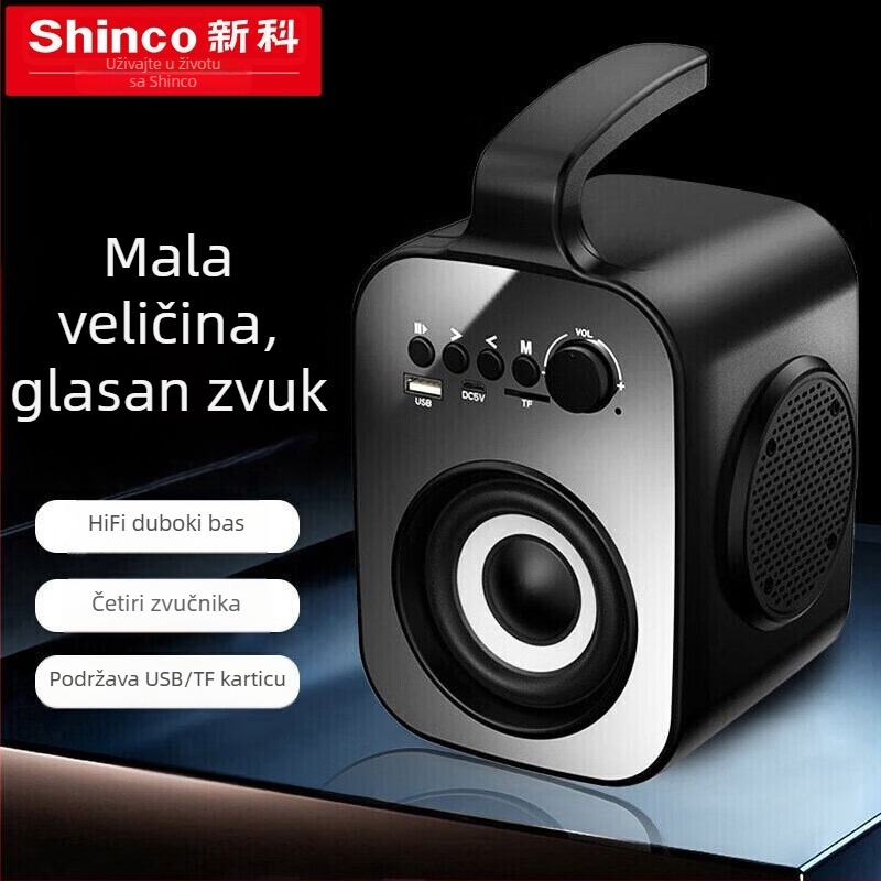 Shinco L1A Bežični Bluetooth zvučnik — karaoke, AirPlay podrška, frekvencijski raspon 40 Hz–20 kHz, SNR ≥100 dB, IPX4, ugrađena baterija 1200–2000 mAh, kućište od aluminijske legure, snaga 1 W
