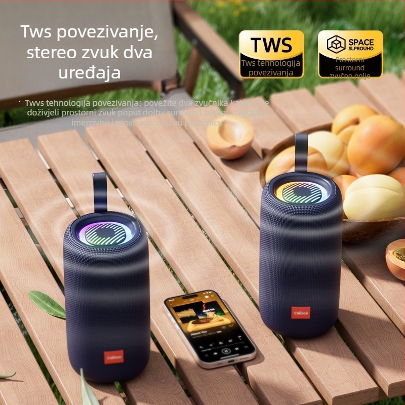 Prijenosni vanjski Bluetooth zvučnik s subwooferom – IPX4, Bluetooth 5.0, dva zvučnika, 20Hz–20kHz, baterija 2000–4000 mAh