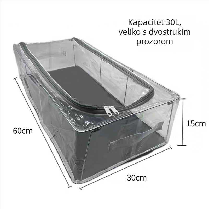 Prozirna kutija za pohranu cipela, Velika kapaciteta, Sklopiva, Spremnik ispod kreveta, PVC mrežni materijal, 10-20L