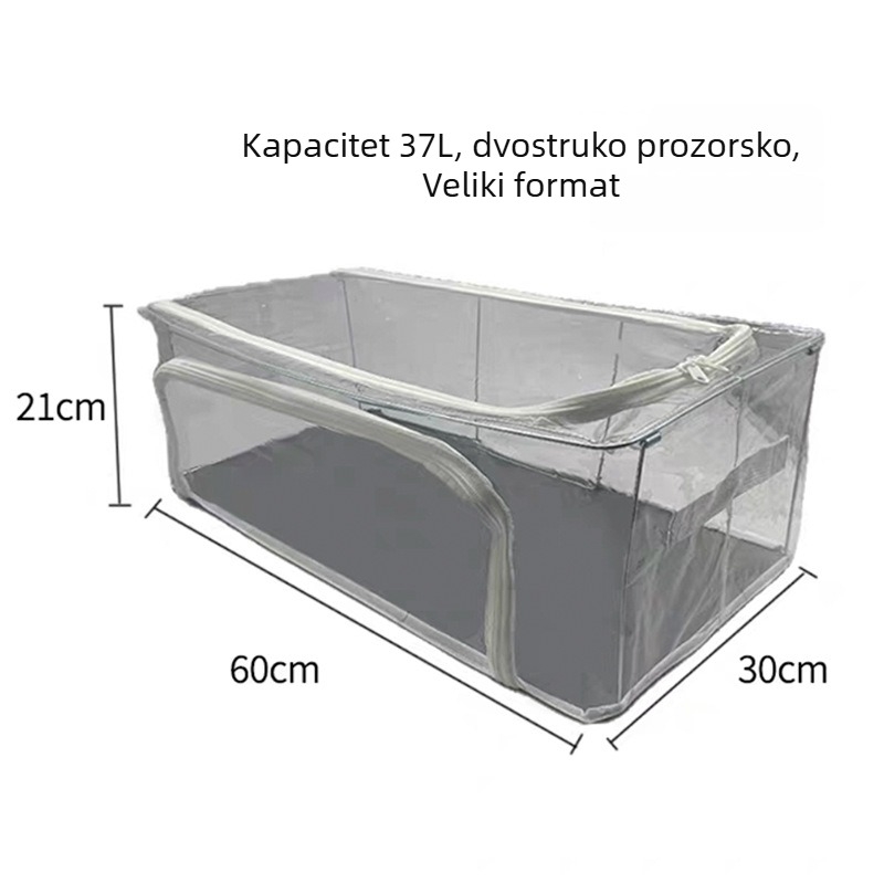 Prozirna kutija za pohranu cipela, Velika kapaciteta, Sklopiva, Spremnik ispod kreveta, PVC mrežni materijal, 10-20L