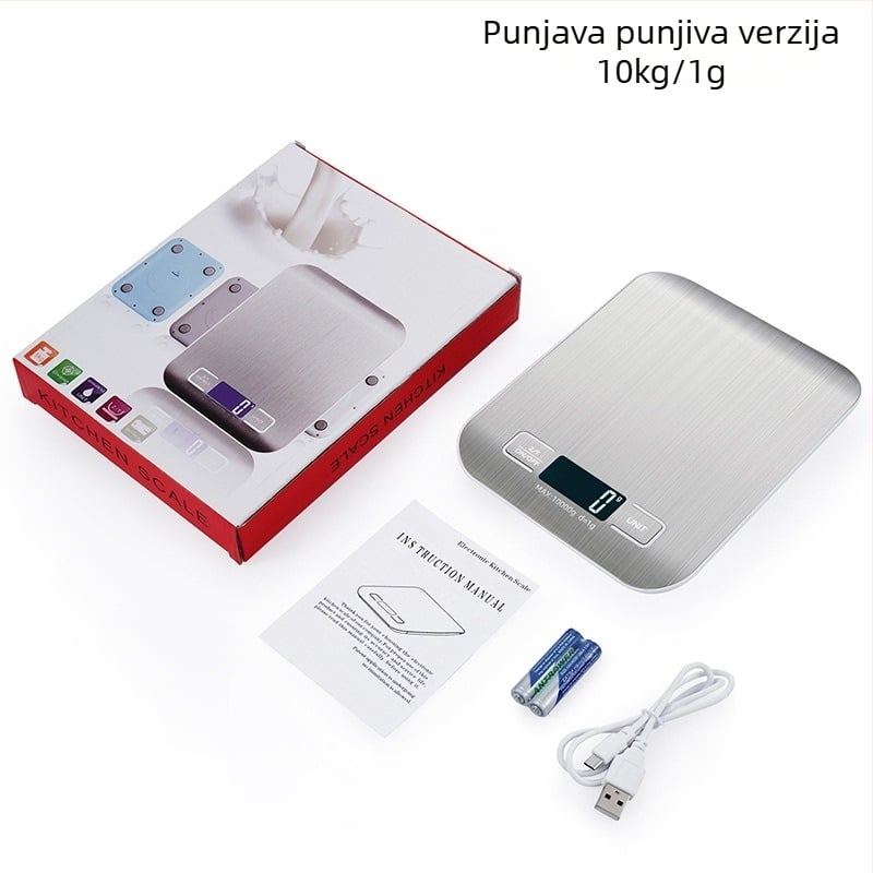 DH-2012 kuhinjska elektronička vaga – prijenosna, visoka preciznost 5 kg/1 g do 10 kg/1 g, elektroničko mjerenje, napajanje s 2 baterijama