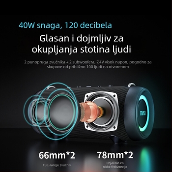 Mifa A90 Vanjski Bluetooth zvučnik s dva zvučnika, 40W, IPX6 vodootporan, 6000mAh baterija, Bluetooth 5.3