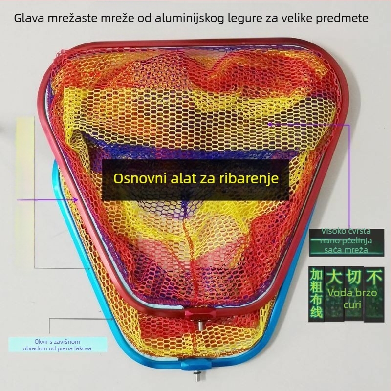 Aluminijska mrežna glava s dubokim mrežastim džepom, brzo sušeći i otporan na ogrebotine kuka — promjer 45 mm, dubina 30 mm, grube oči, nosivost 10 kg