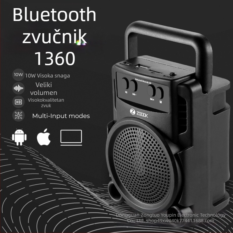 Bežični Bluetooth zvučnik s ugrađenom baterijom, Bluetooth 5.0, 3W, 100Hz-20kHz, domet 10 m