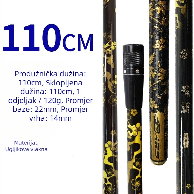 Karbonski teleskopski štap za mrežu za ribolov, lagan i prijenosan, 4 segmenta, težina 0,5 kg