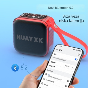 Bežični Bluetooth zvučnik T2 s utorom za karticu, integrirana baterija 1000–1200mAh, Bluetooth 5.0, snaga 10W, raspon frekvencija 100Hz–20kHz