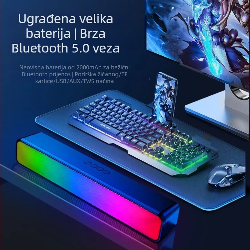 Bežični Bluetooth zvučnik, Bluetooth 5.0, 10W izlaz, frekvencijski raspon 35 Hz–16 kHz, ugrađena baterija 800–1000 mAh, domet do 10 m