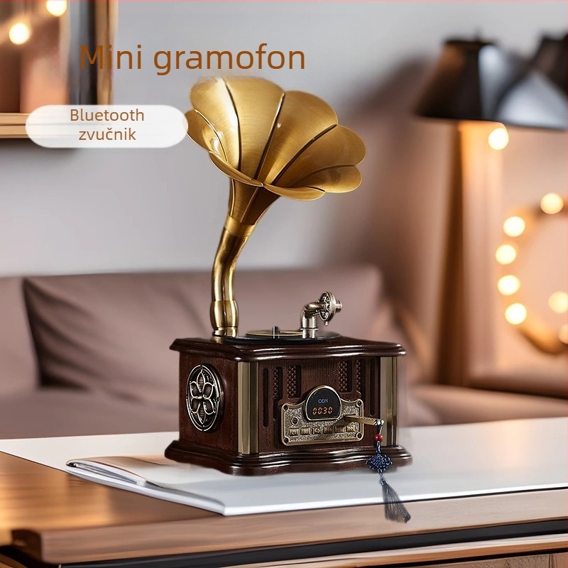 Zvučnik Bluetooth u stilu gramofona - 20W, Dva zvučnika, Bluetooth 5.2, 60Hz-15kHz, domet 10m