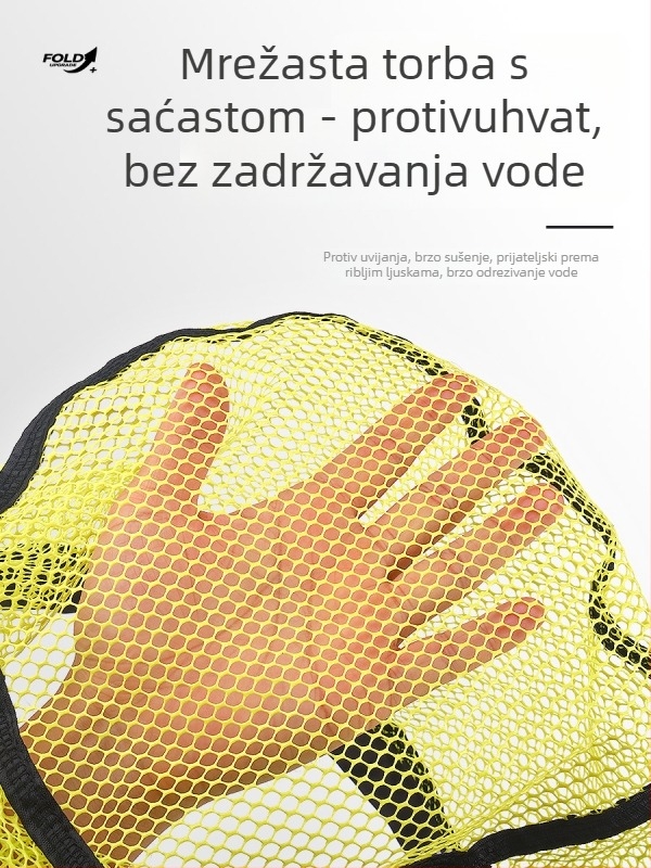 Weihe Sports sklopiva ribarska mreža, džepna ručna mreža, materijal: tkanina + metalna mreža, težina 208 g / 223 g