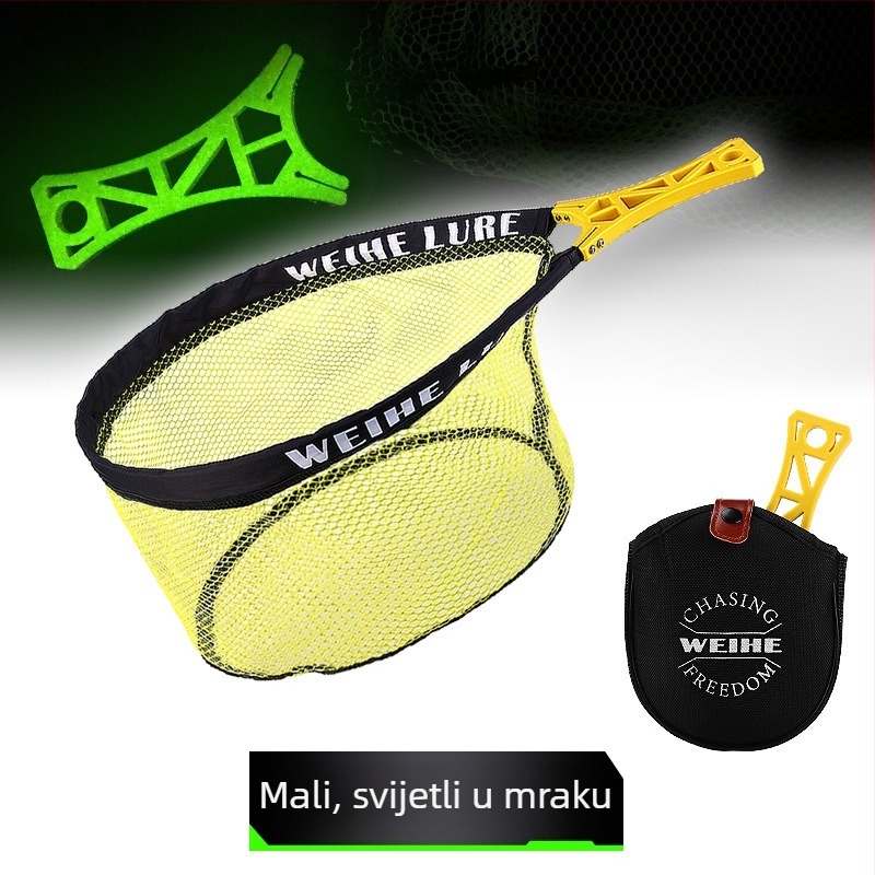 Weihe Sports sklopiva ribarska mreža, džepna ručna mreža, materijal: tkanina + metalna mreža, težina 208 g / 223 g