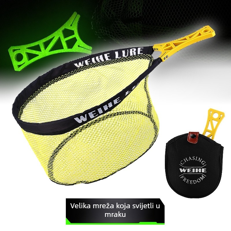 Weihe Sports sklopiva ribarska mreža, džepna ručna mreža, materijal: tkanina + metalna mreža, težina 208 g / 223 g