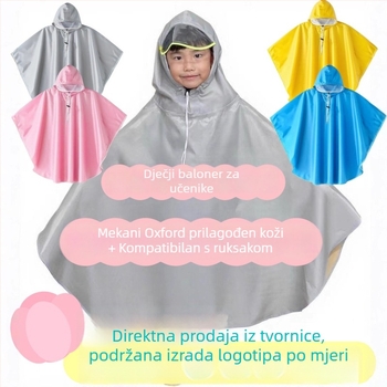 Dječji kišni pončo za dječake i djevojčice, zaštita lica, lagano oblačenje i skidanje, pogodno za dopunske nastave i vrtić, mogućnost loga