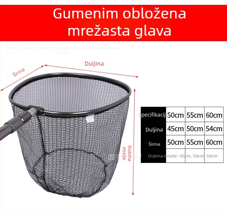 Glava mreže za ribolov s nano ljepivom mrežom, nosivost 5–30, dubina 52–60 cm