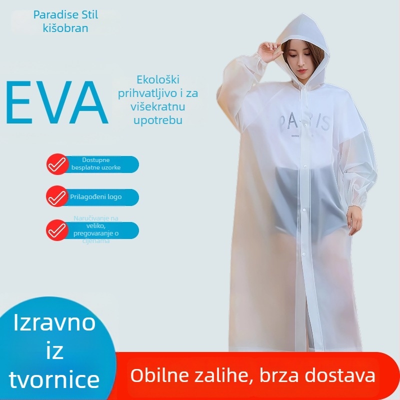 Jednokratna EVA kišna kabanica za odrasle, unisex, cijelo tijelo, vodootporna za planinarenje i putovanja (Materijal: EVA; Pokrivenost: cijelo tijelo; Namjena: planinarenje/putovanja)