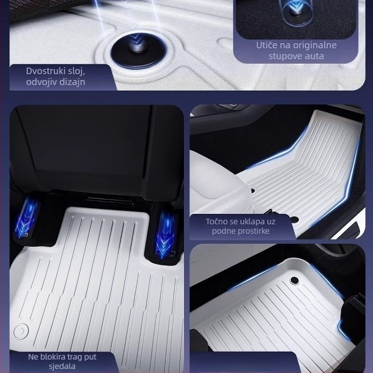 Podne prostirke za Tesla Model 3 i Model Y s potpunim pokrivanjem, TPES materijal, bez logotipa