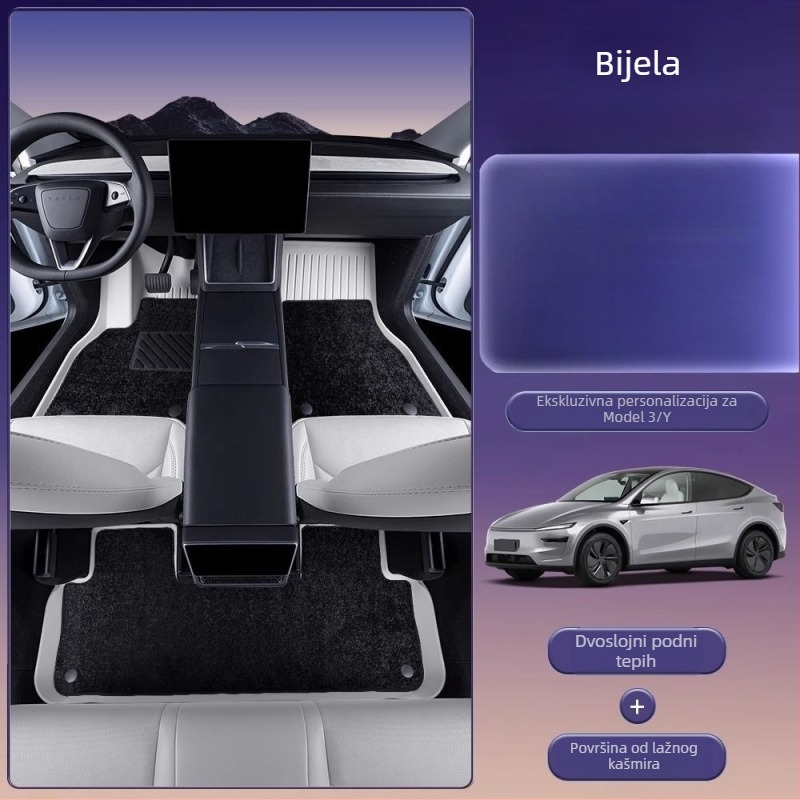 Podne prostirke za Tesla Model 3 i Model Y s potpunim pokrivanjem, TPES materijal, bez logotipa