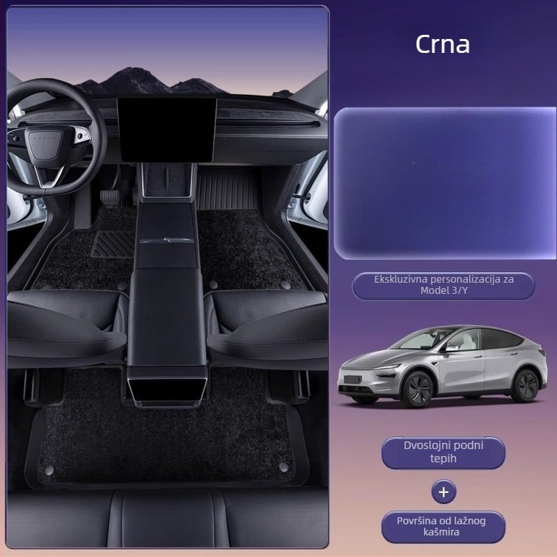 Podne prostirke za Tesla Model 3 i Model Y s potpunim pokrivanjem, TPES materijal, bez logotipa