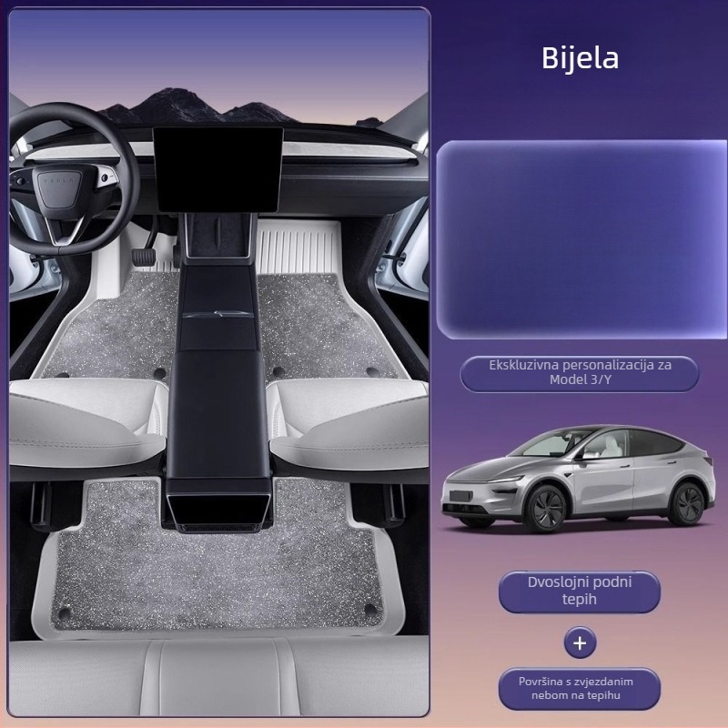 Podne prostirke za Tesla Model 3 i Model Y s potpunim pokrivanjem, TPES materijal, bez logotipa