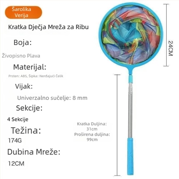 Runshuo Dječja sklopiva mreža za ribolov za hvatanje malih riba, škampi, leptira i dragonflies