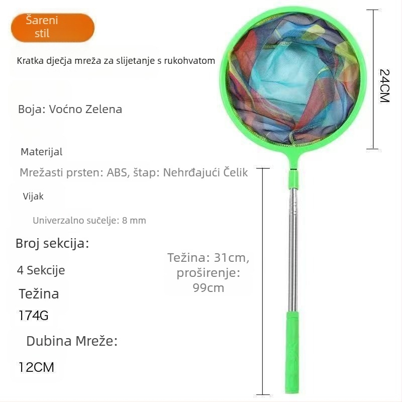 Runshuo Dječja sklopiva mreža za ribolov za hvatanje malih riba, škampi, leptira i dragonflies