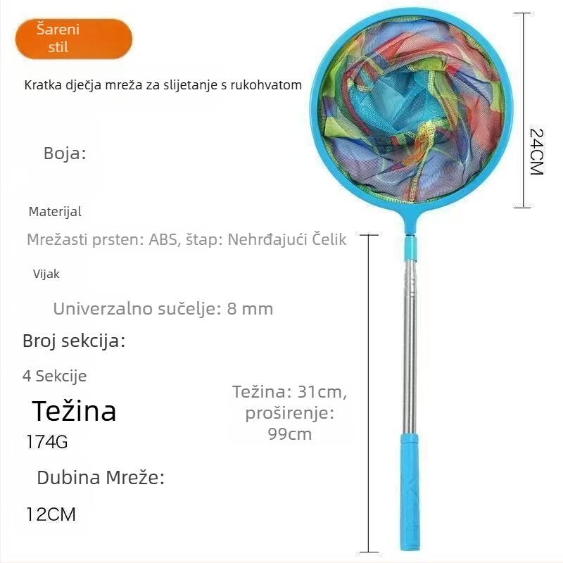Runshuo Dječja sklopiva mreža za ribolov za hvatanje malih riba, škampi, leptira i dragonflies