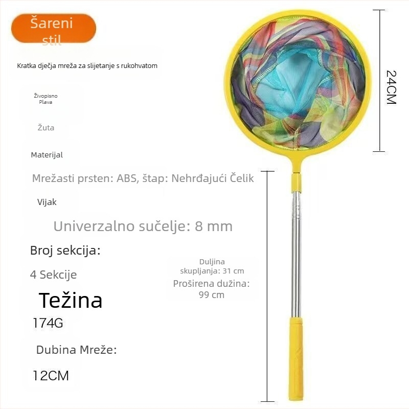 Runshuo Dječja sklopiva mreža za ribolov za hvatanje malih riba, škampi, leptira i dragonflies