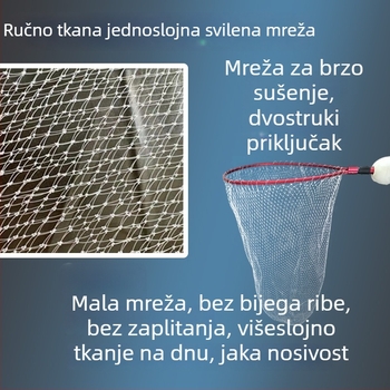 Aluminijska sklopiva mreža za lov ribe, s povlačnim dizajnom i finom mrežom