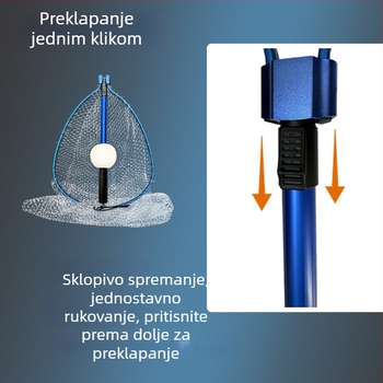 Aluminijska sklopiva mreža za lov ribe, s povlačnim dizajnom i finom mrežom