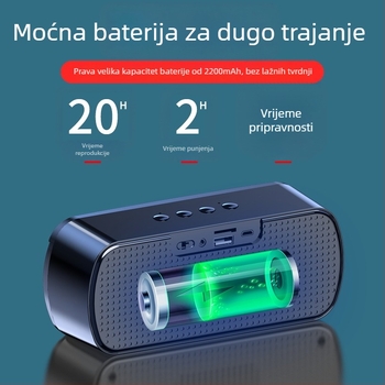 Bluetooth zvučnik otporan na vodu, podrška TF kartice 32GB, Bluetooth 5.0, 8 sati reprodukcije, dvostruki zvučnici