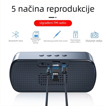 Bluetooth zvučnik otporan na vodu, podrška TF kartice 32GB, Bluetooth 5.0, 8 sati reprodukcije, dvostruki zvučnici