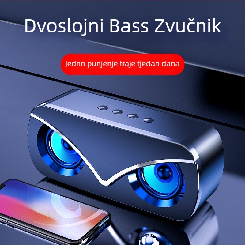 Bluetooth zvučnik otporan na vodu, podrška TF kartice 32GB, Bluetooth 5.0, 8 sati reprodukcije, dvostruki zvučnici