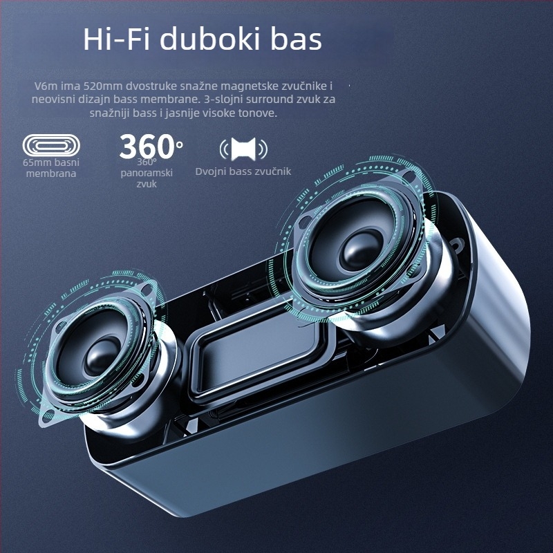 Bluetooth zvučnik otporan na vodu, podrška TF kartice 32GB, Bluetooth 5.0, 8 sati reprodukcije, dvostruki zvučnici