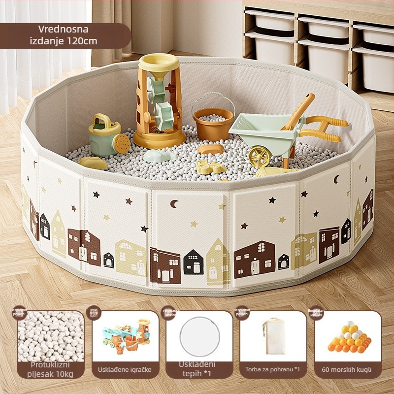 Set za pijesak s temom svemira za unutarnju upotrebu, netoksičan, set za igru pijeska s ogradom za kuglice, za djecu 0–3 godine, brend Summer Flower