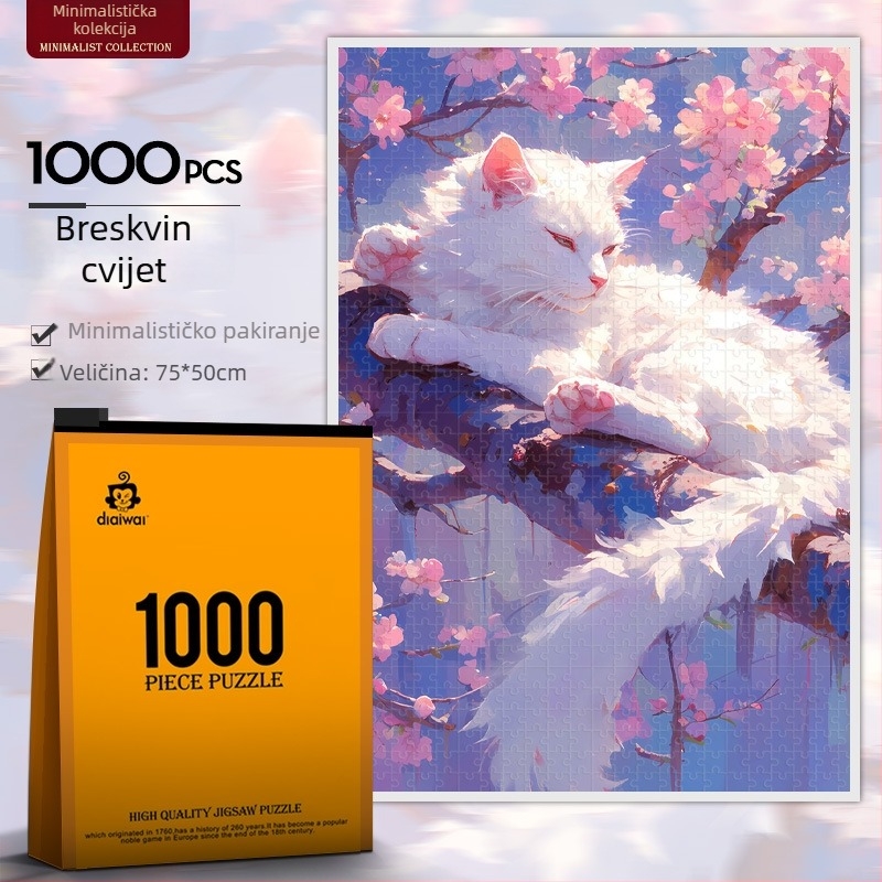 Papirnata slagalica od 1000 dijelova za DIY – zidna umjetnost s Mačkom Maneki-neko