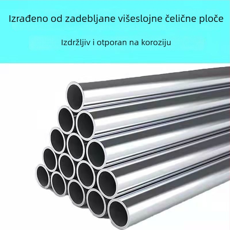 Teleskopska šipka od nehrđajućeg čelika s ugraviranom površinom, tupim jednim kukom i fork kukom za mrežu, bijelo ugravirano
