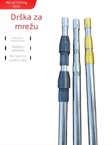 Nerđajući čelik teleskopski štap za mrežu za ribolov, duljine 2,1–3 m, podesiv s zaključavanjem