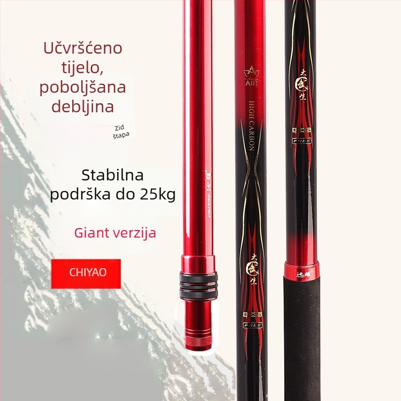 Karbonska štapa za mrežu za ribolov, teleskopska, 2-djelna konstrukcija, ultra lagana i čvrsta, 320 g