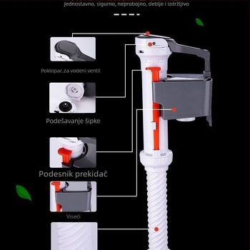 Univerzalni set ventila za ispiranje WC-a — dovodni i odvodni ventili, TPE materijal, ručna operacija