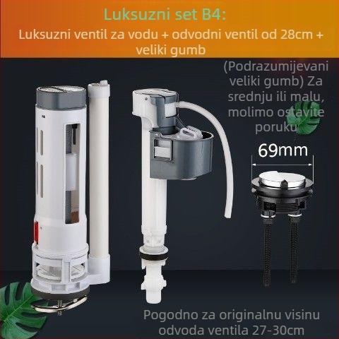 Univerzalni set ventila za ispiranje WC-a — dovodni i odvodni ventili, TPE materijal, ručna operacija