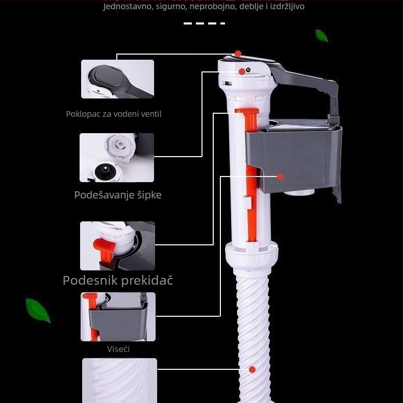 Univerzalni set ventila za ispiranje WC-a — dovodni i odvodni ventili, TPE materijal, ručna operacija