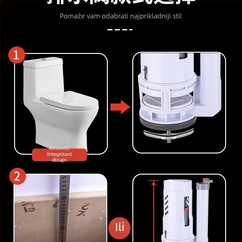 Univerzalni set ventila za ispiranje WC-a — dovodni i odvodni ventili, TPE materijal, ručna operacija