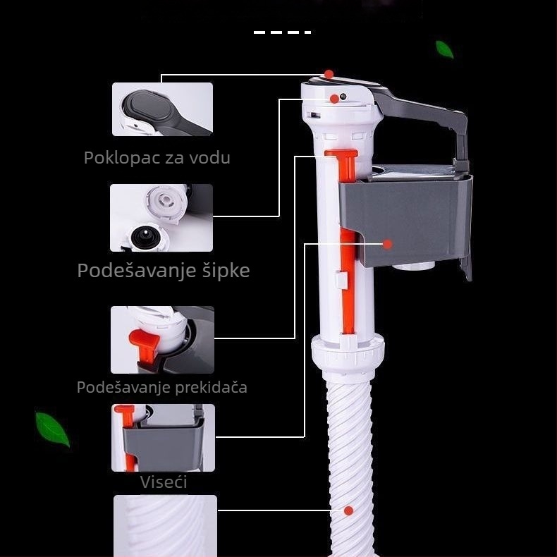 Univerzalni set ventila za ispiranje WC-a — dovodni i odvodni ventili, TPE materijal, ručna operacija